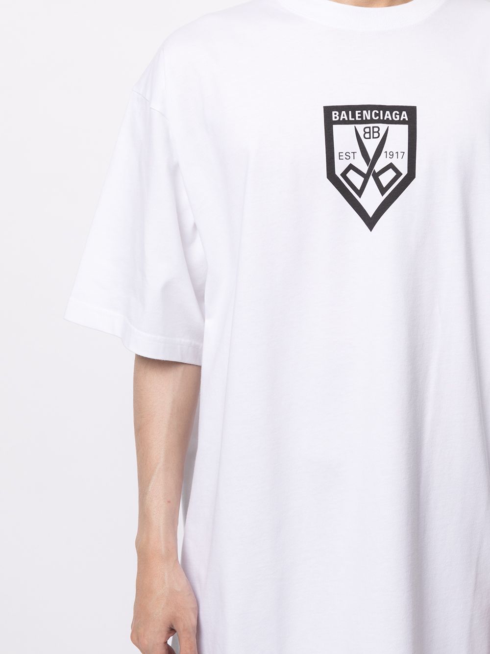 Scissors Logo Print White Oversized T-shirt - Exclusive Wear