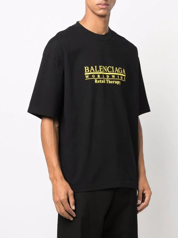Retail Therapy Logo Print Black T-shirt - Exclusive Wear