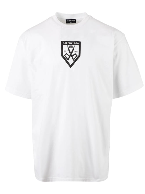 Scissors Logo Print White Oversized T-shirt - Exclusive Wear
