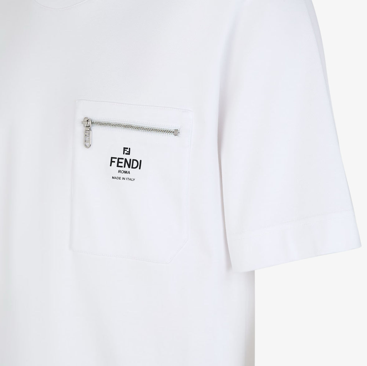 White Cotton T-shirt with Pocket