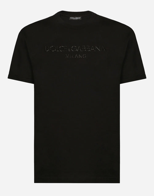 Rubber Logo Black Cotton T-shirt