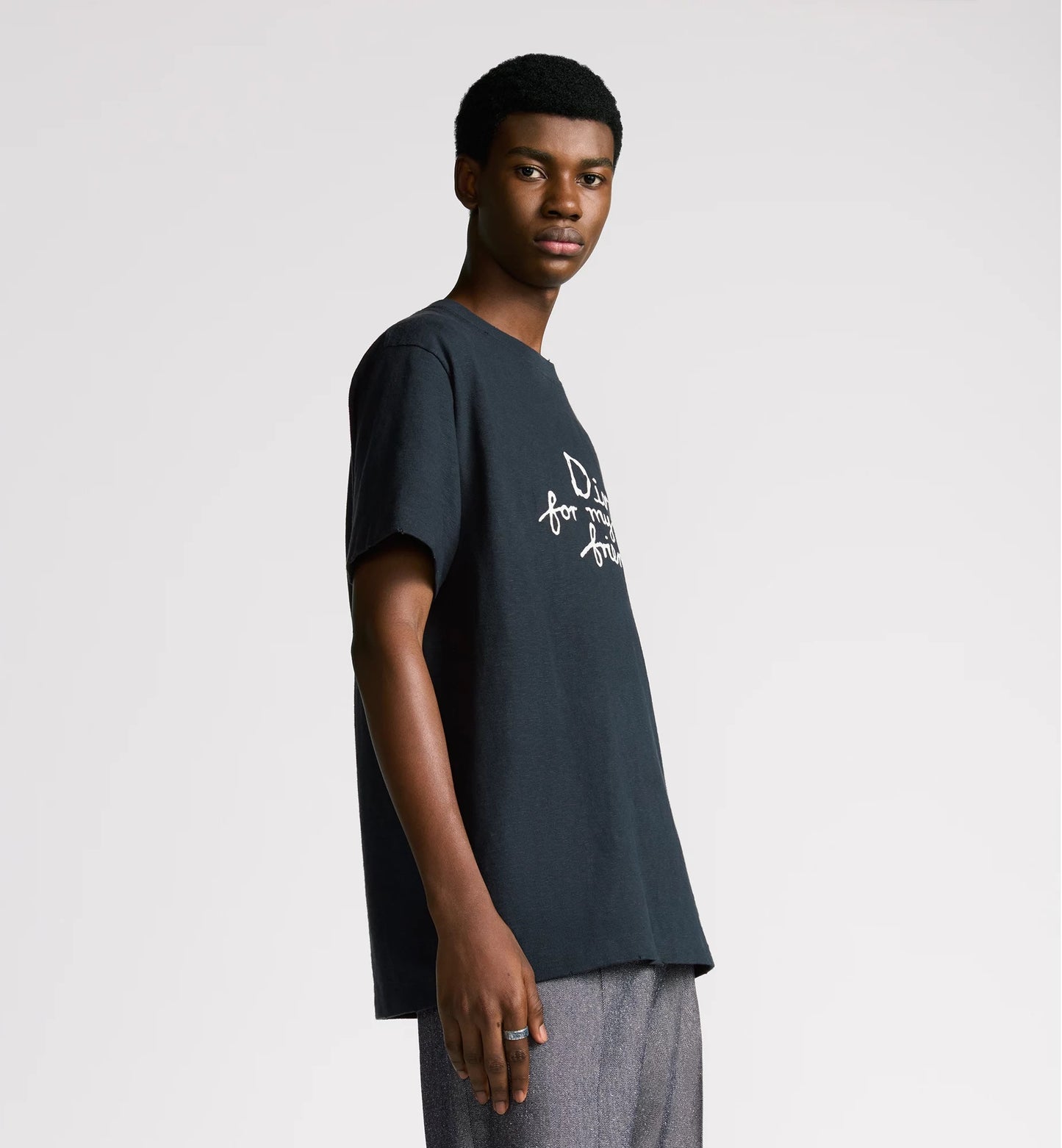 Hylton Nel For My Real Friends Embroidered Navy Blue T-shirt