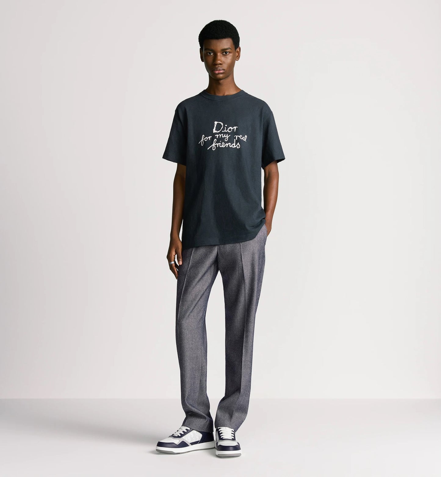 Hylton Nel For My Real Friends Embroidered Navy Blue T-shirt