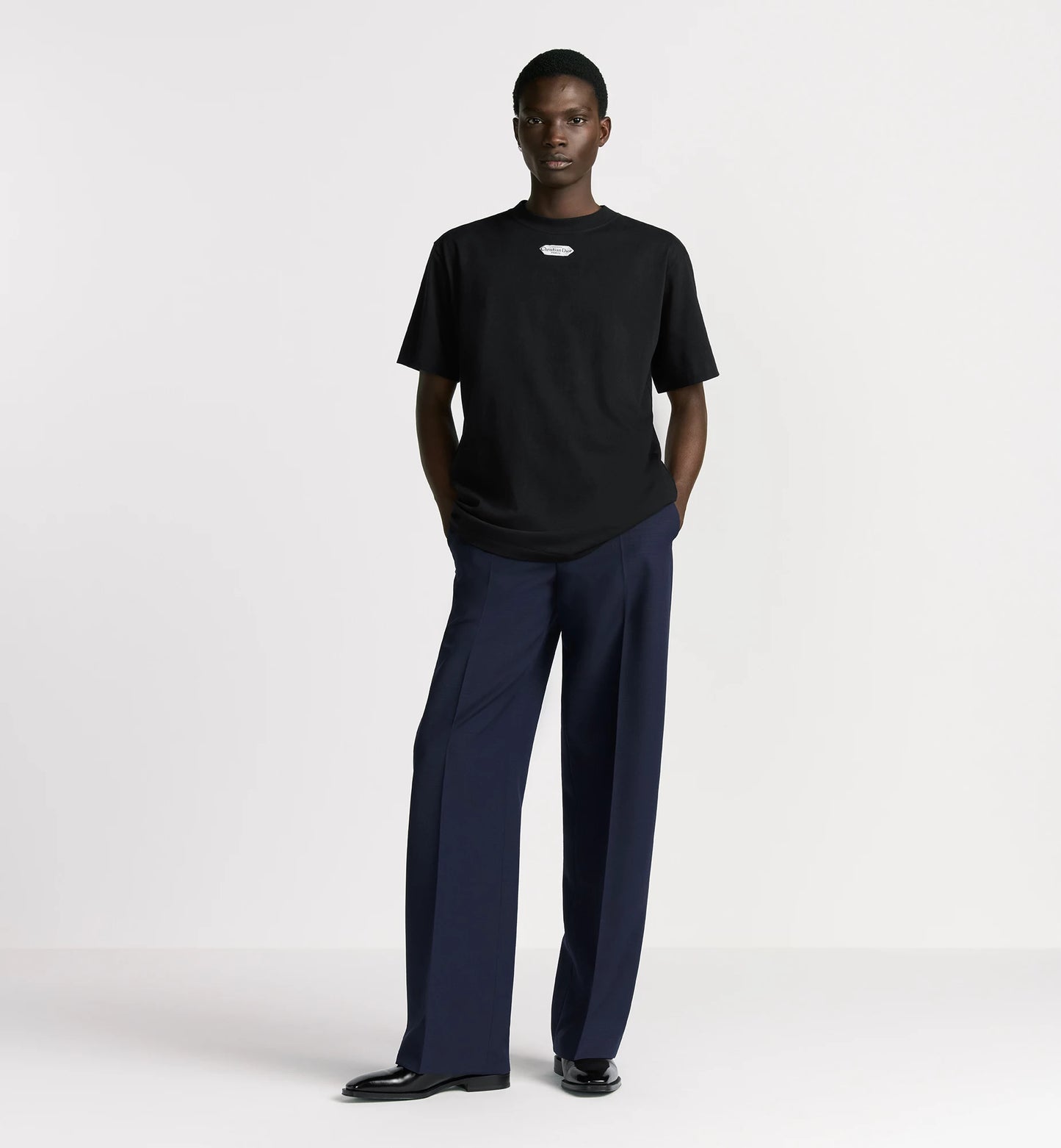 Relaxed Fit Black Cotton T-shirt with Tag