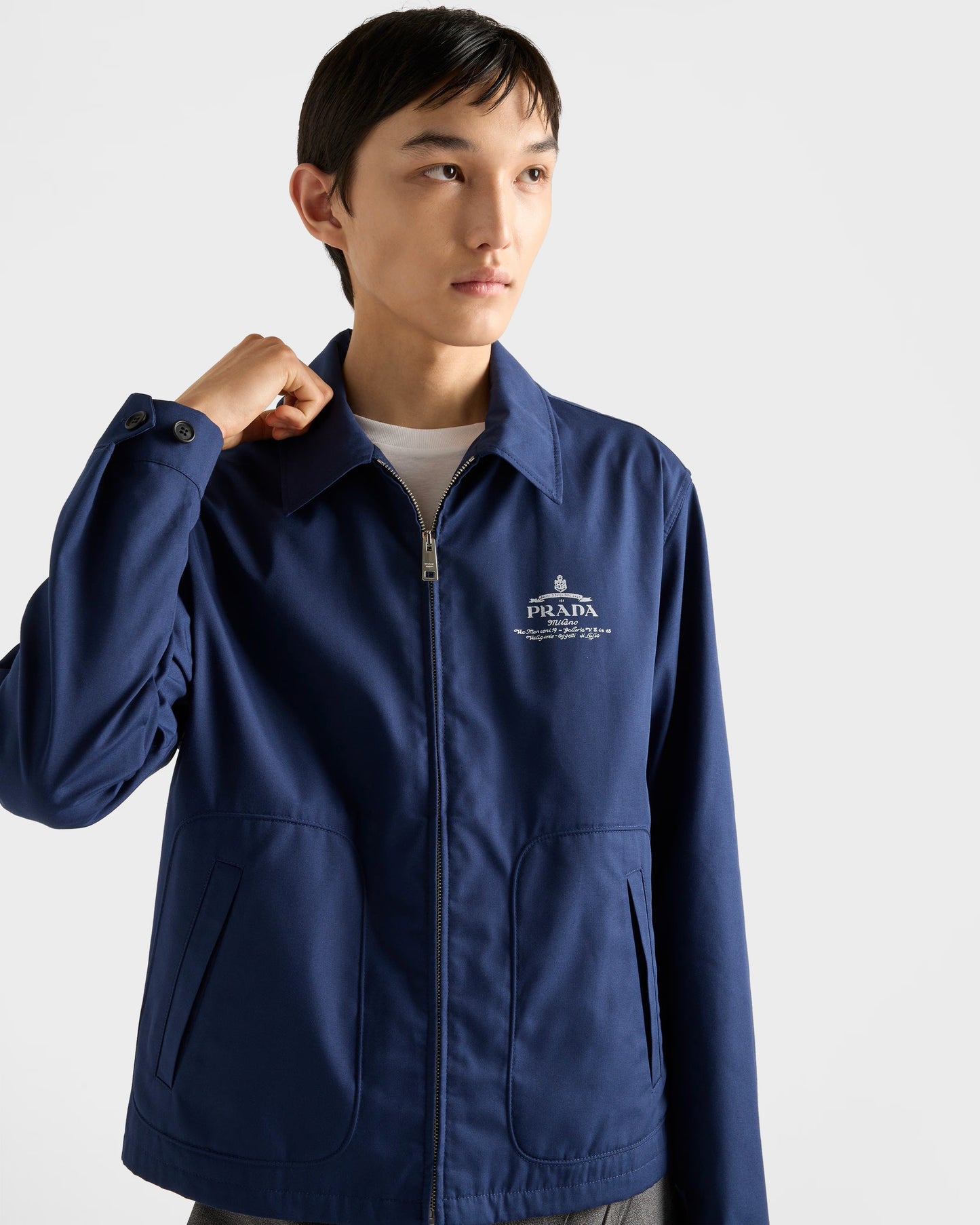 Blue Cotton Blend Jacket