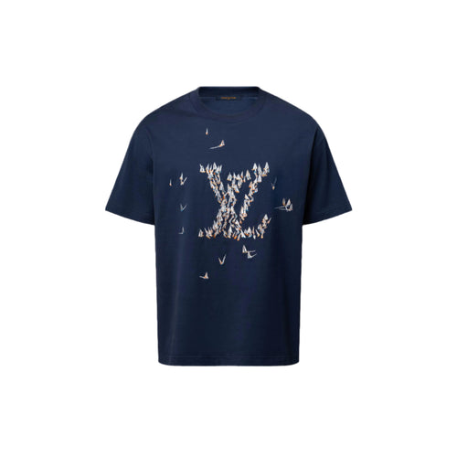 Embroidered Blue Cotton T-shirt