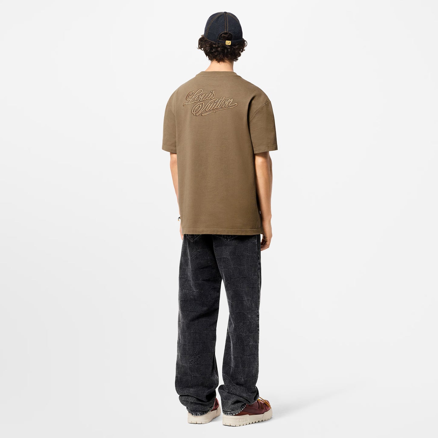 LV Ropes Embroidered Signatures Beige T-shirt