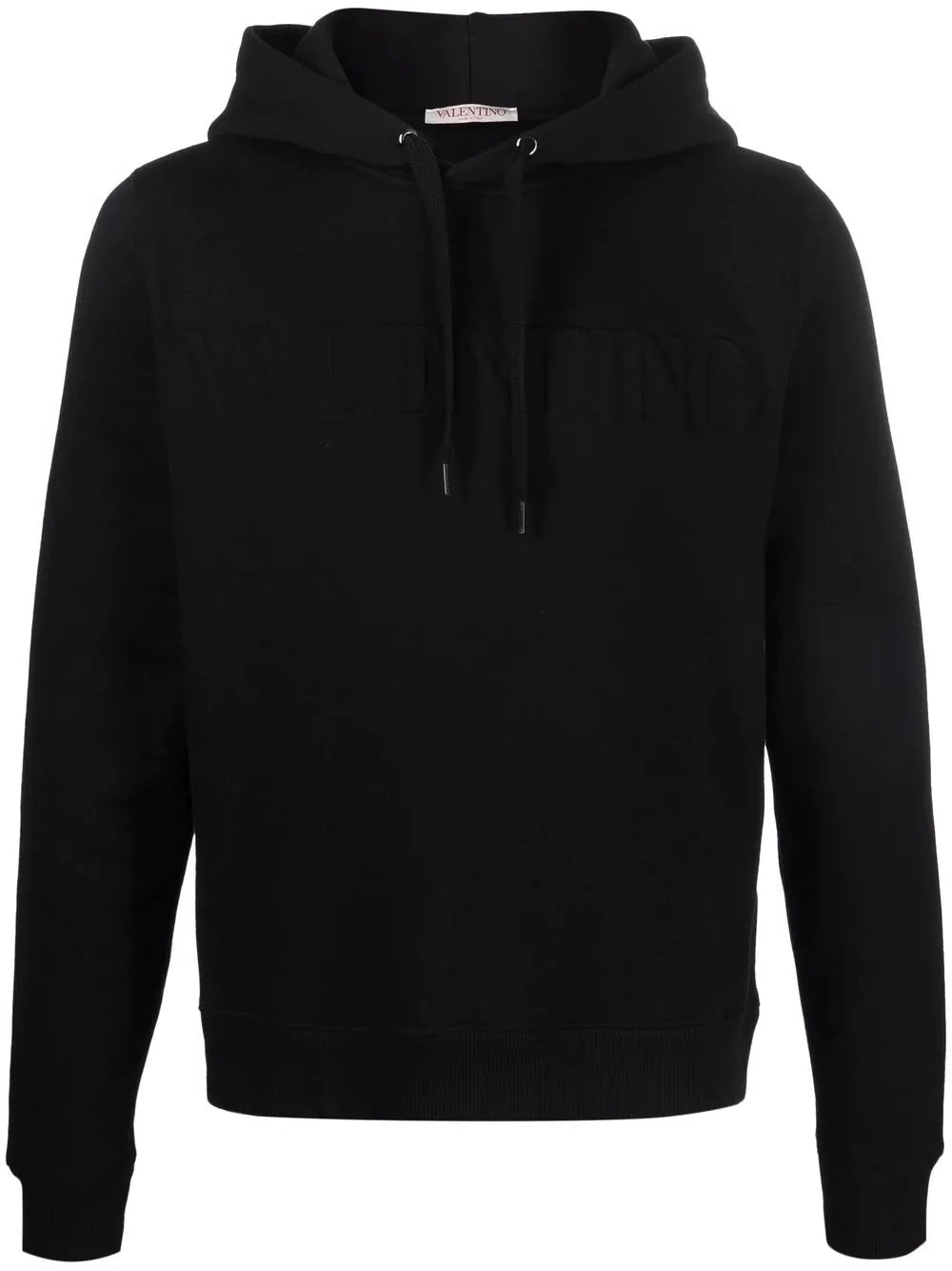 Embossed Logo Drawstring Black Hoodie Exclusive Wear