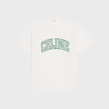 College Print White Cotton Jersey T-shirt