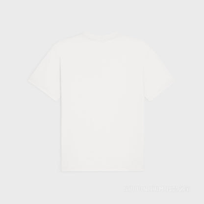 College Print White Cotton Jersey T-shirt