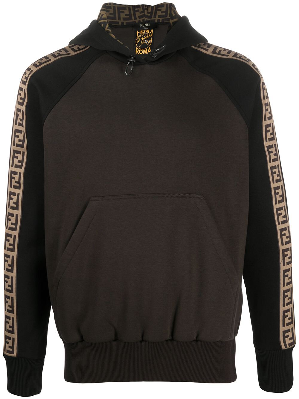FF Logo Stripe Brown Hoodie - Exclusive Wear
