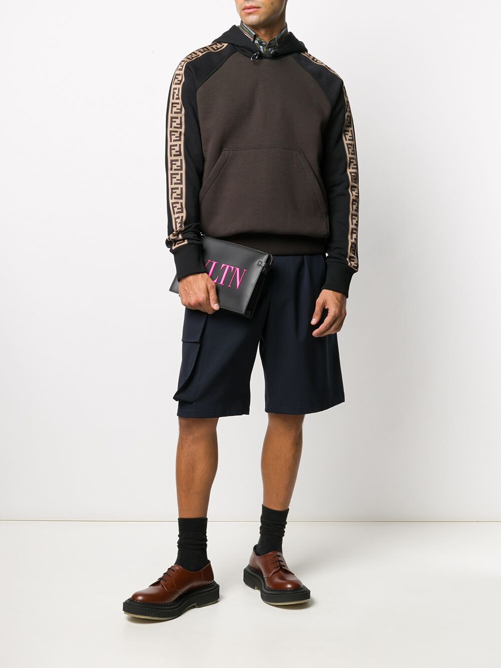FF Logo Stripe Brown Hoodie - Exclusive Wear