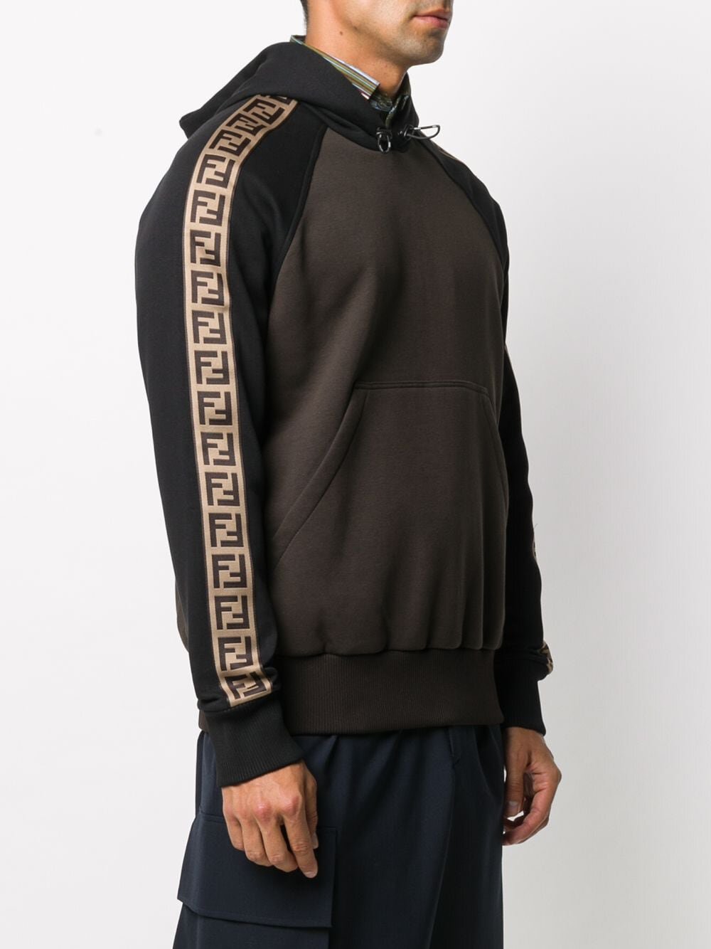 FF Logo Stripe Brown Hoodie - Exclusive Wear