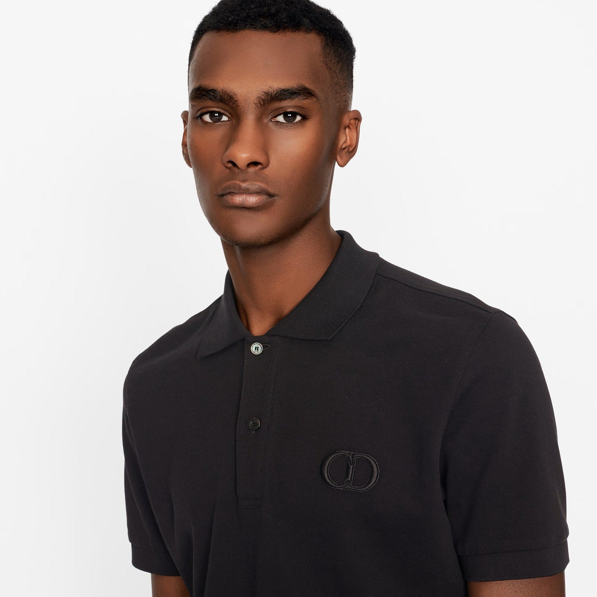CD ICON LOGO EMBROIDERY BLACK POLO SHIRT - Exclusive Wear
