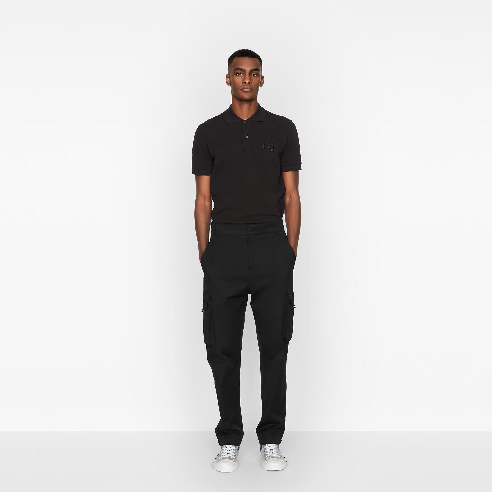 CD ICON LOGO EMBROIDERY BLACK POLO SHIRT - Exclusive Wear