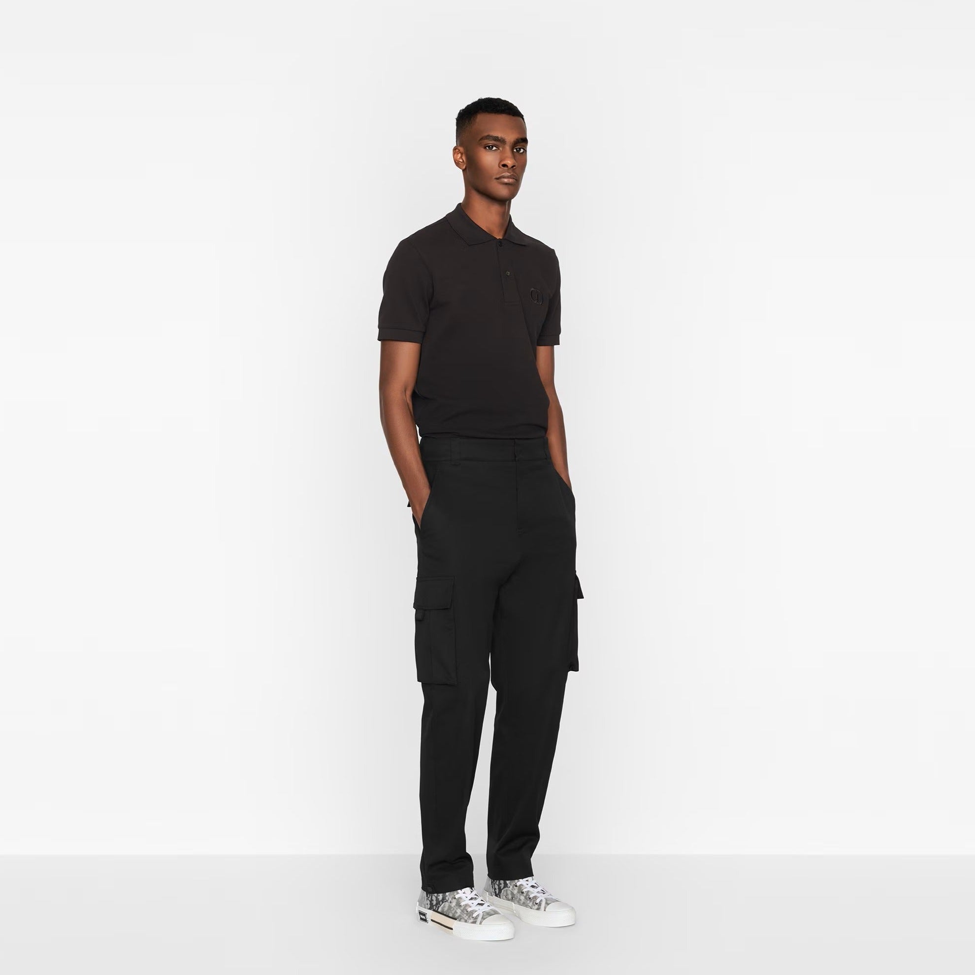 CD ICON LOGO EMBROIDERY BLACK POLO SHIRT - Exclusive Wear