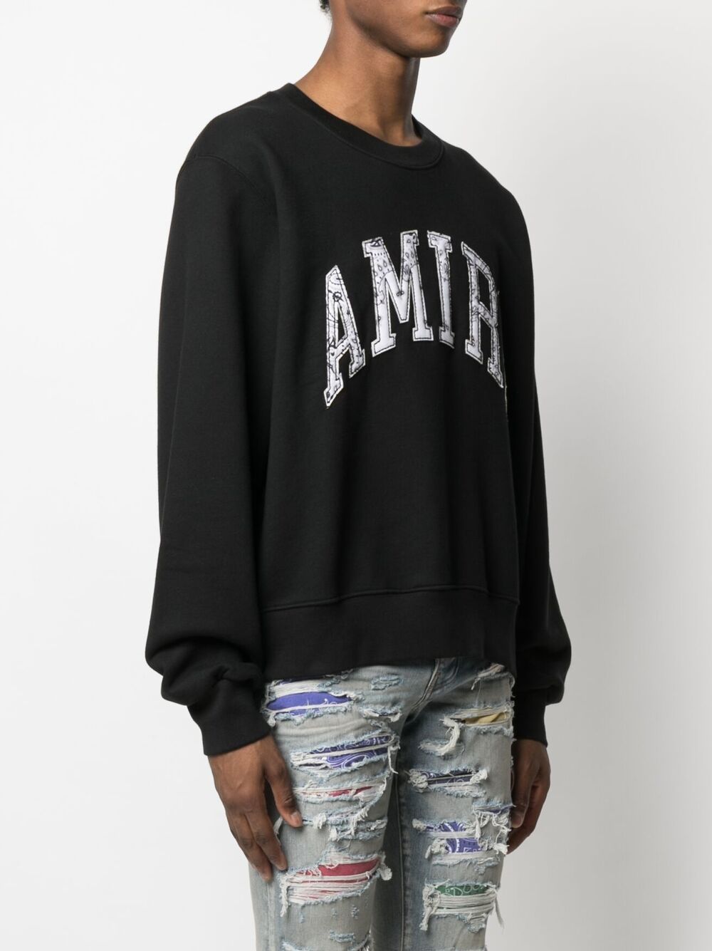 Bandana-Print Black Cotton Sweatshirt