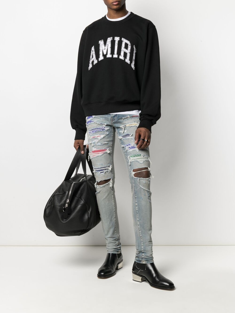Bandana-Print Black Cotton Sweatshirt - Exclusive Wear