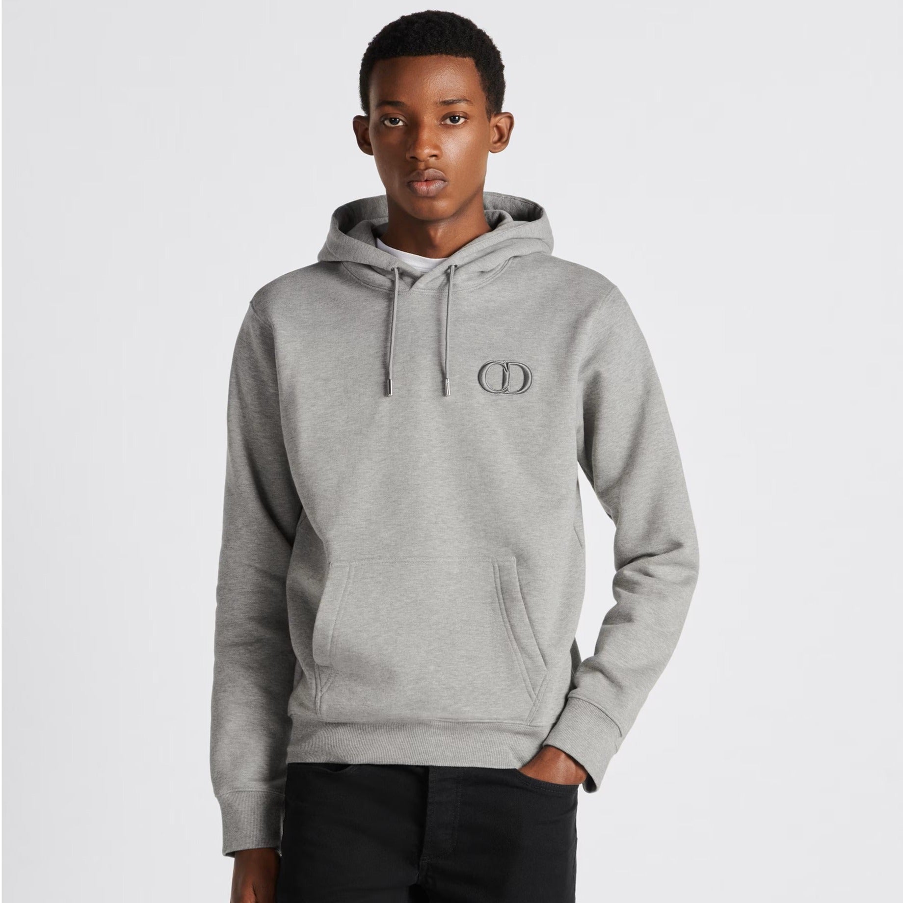 CD ICON GREY COTTON FLEECE HOODIE - Exclusive Wear