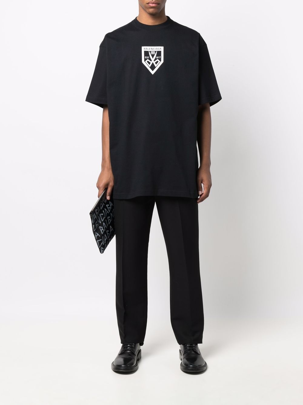 Scissors Logo Print Black Oversized T-shirt