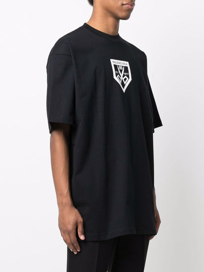 Scissors Logo Print Black Oversized T-shirt