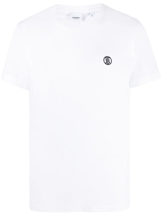 Monogram Motif White Cotton T-shirt