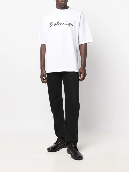 Brush Logo White Oversize T-shirt