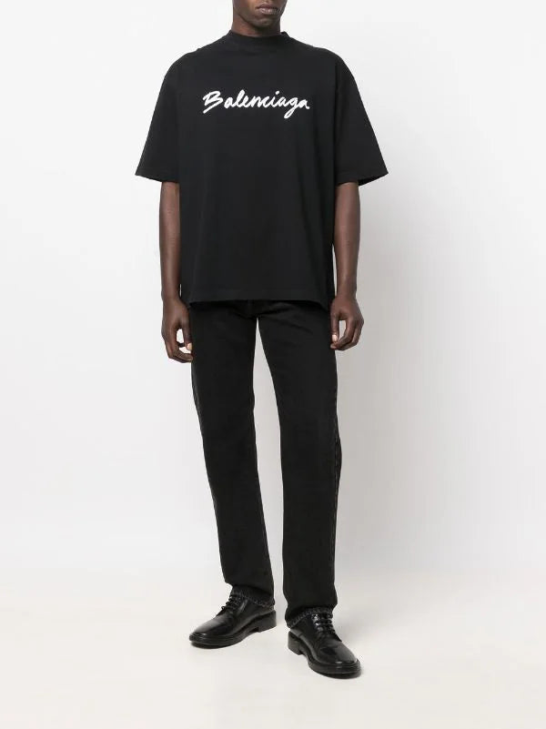 Brush Logo Black Oversize T-shirt