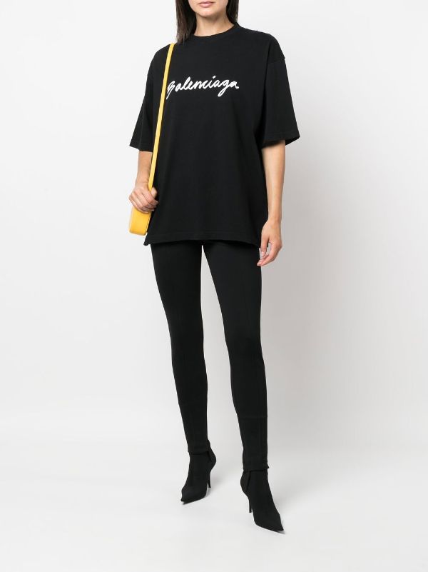 Brush Logo Black Oversize T-shirt