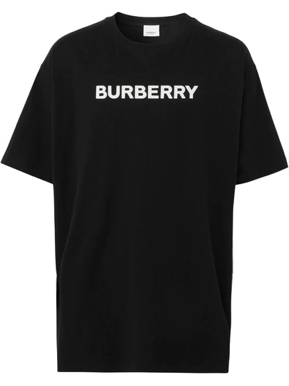 Logo Print Black Cotton T-shirt