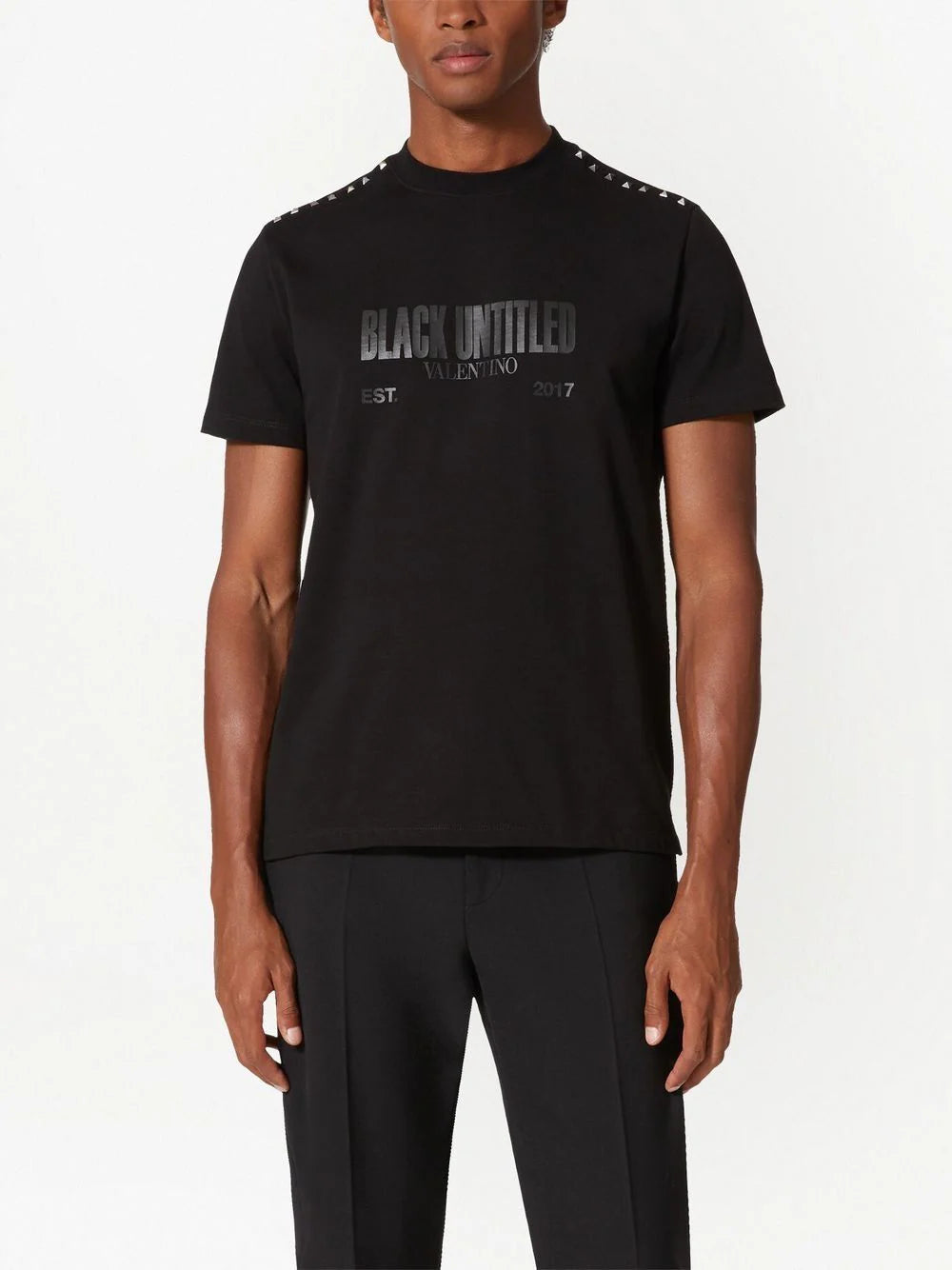 Black Untitled Studded Cotton T-shirt - Exclusive Wear