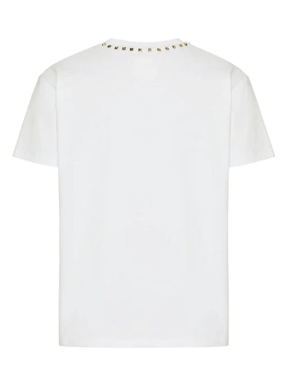 Untitled Stud-embellished White Cotton T-shirt