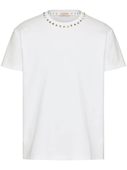 Untitled Stud-embellished White Cotton T-shirt