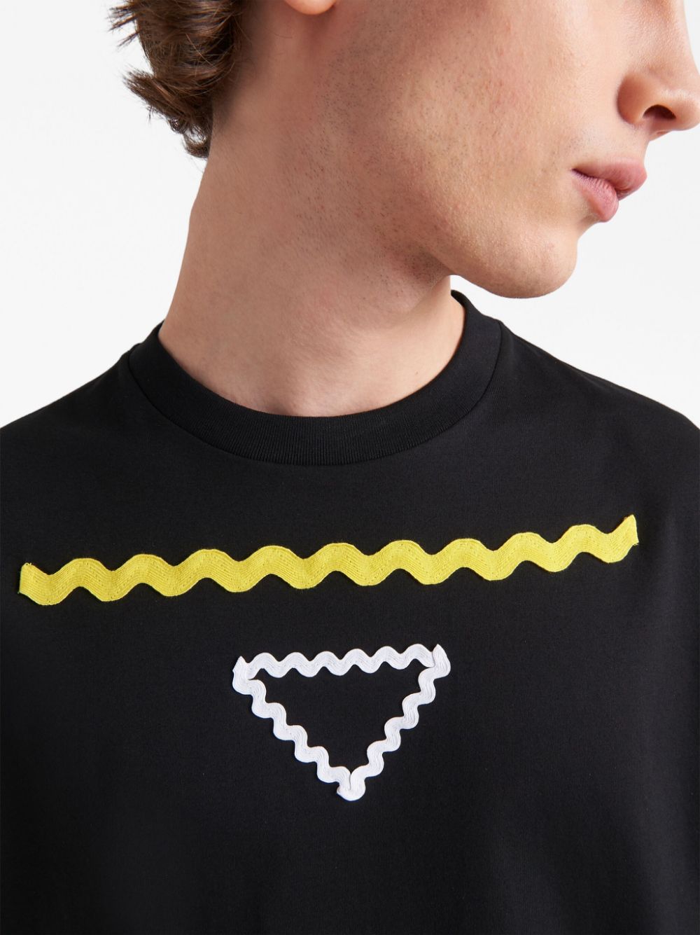 Triangle Logo Black Cotton T-shirt - Exclusive Wear