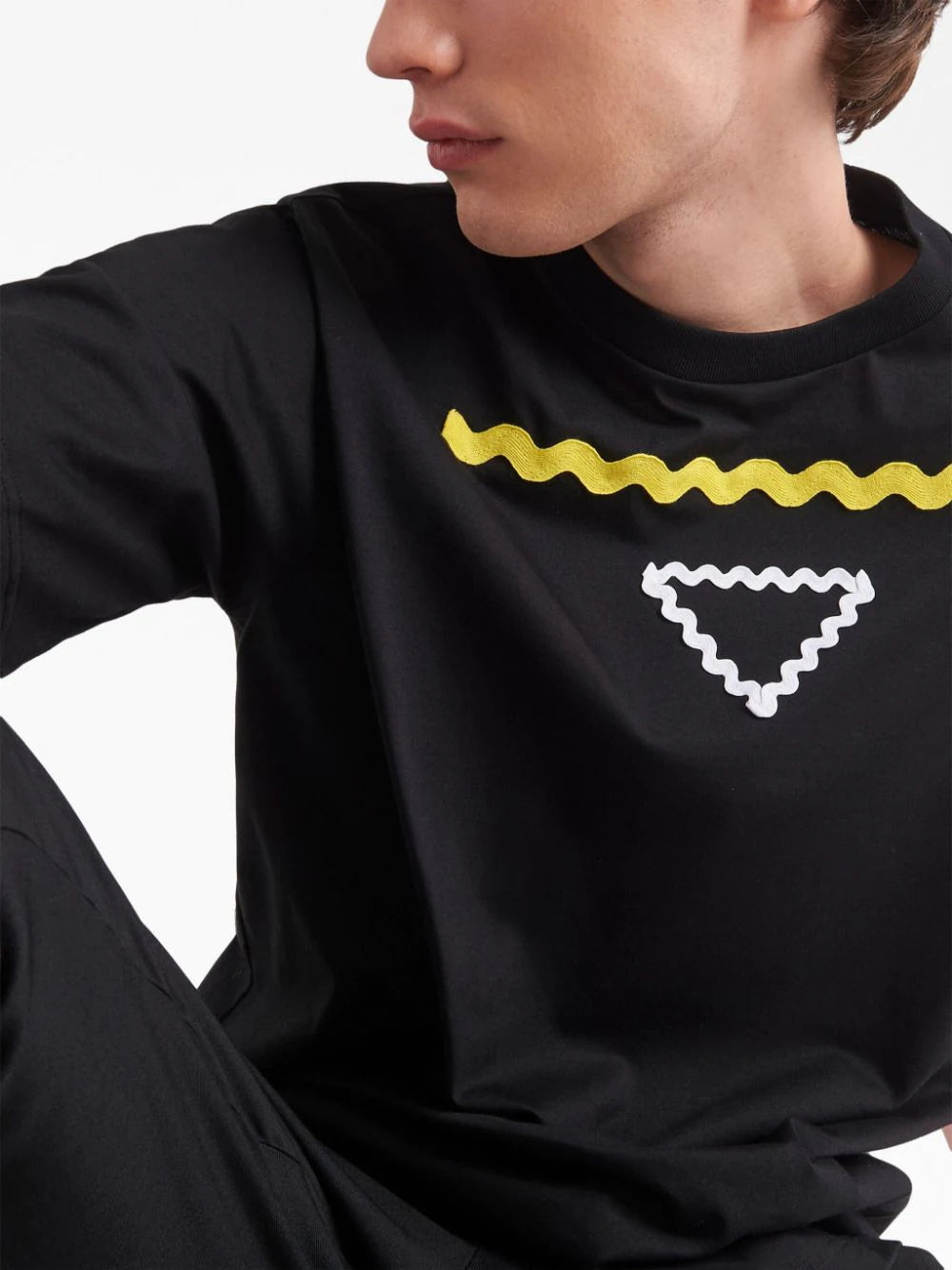 Triangle Logo Black Cotton T-shirt - Exclusive Wear