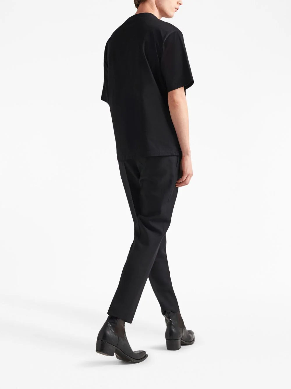 Triangle Logo Black Cotton T-shirt - Exclusive Wear