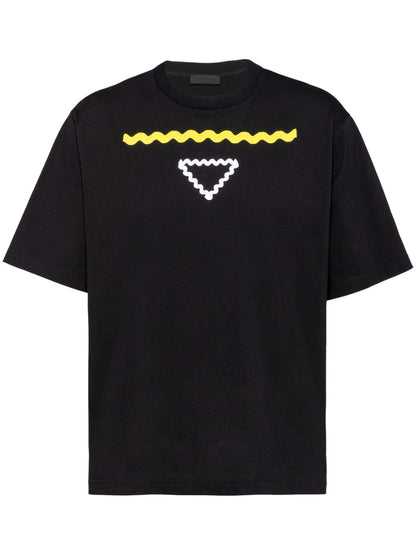 Triangle Logo Black Cotton T-shirt