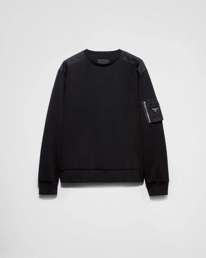Black Cotton Sweatshirt with Pockets