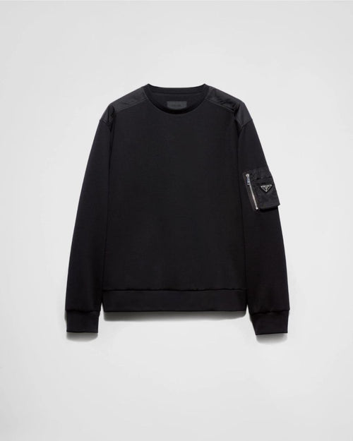 Black Cotton Sweatshirt with Pockets