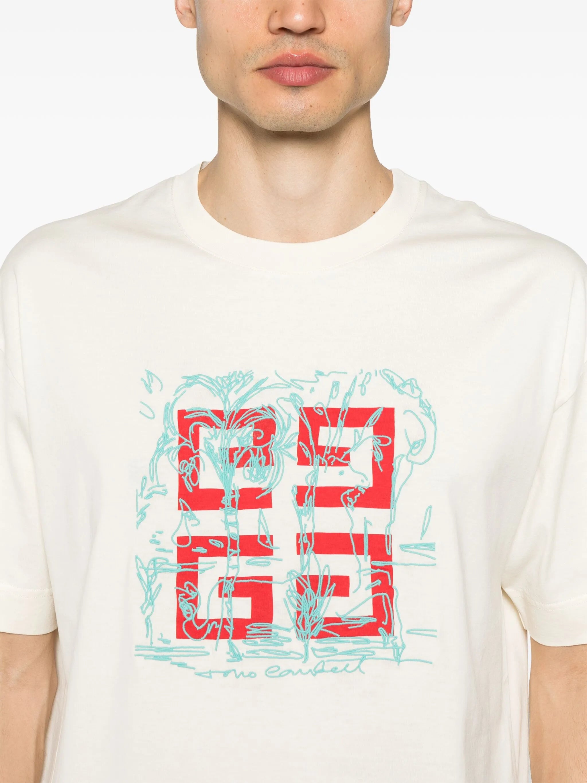 4G logo-embroidery White T-shirt - Exclusive Wear
