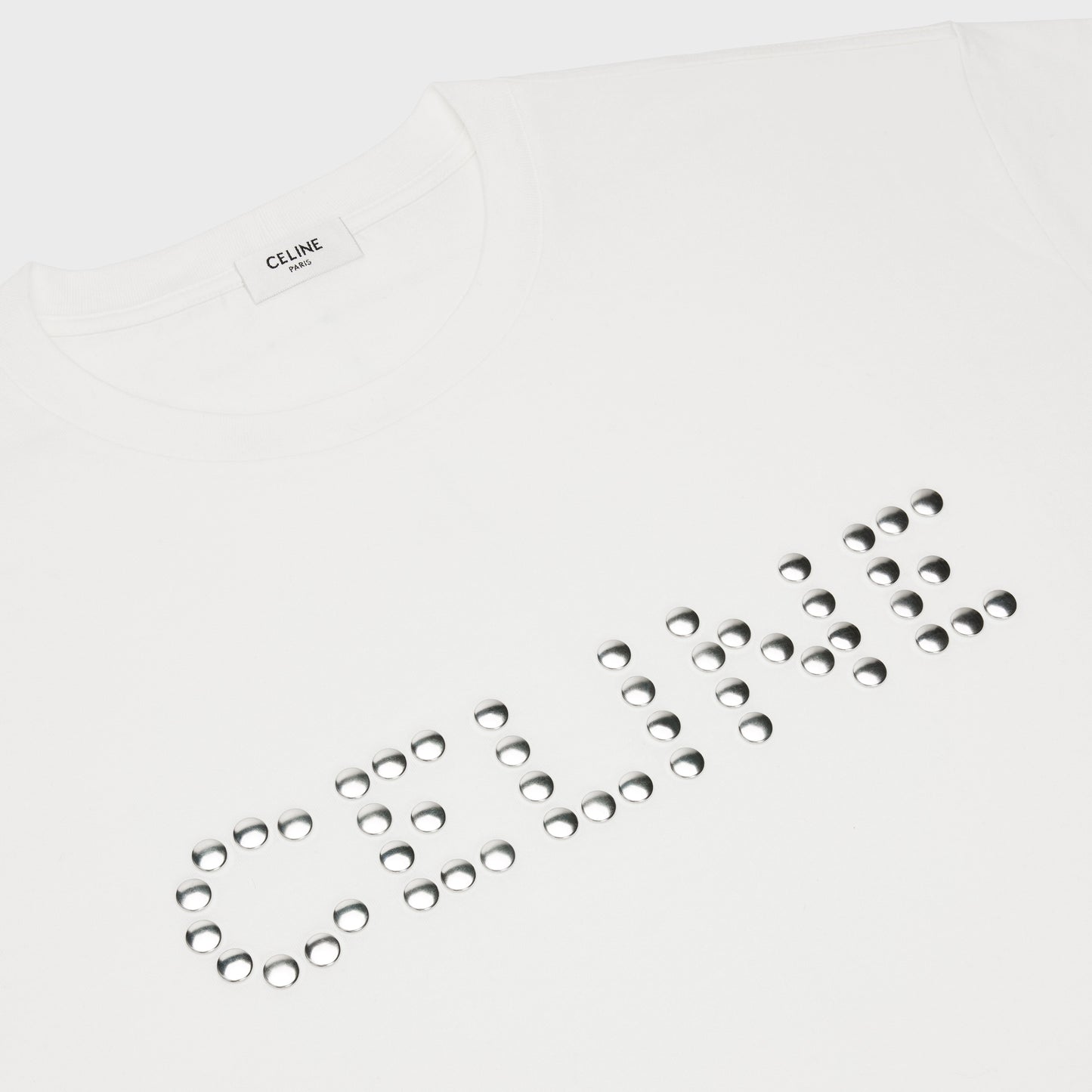 White Loose Fit T-shirt with Studs - Exclusive Wear