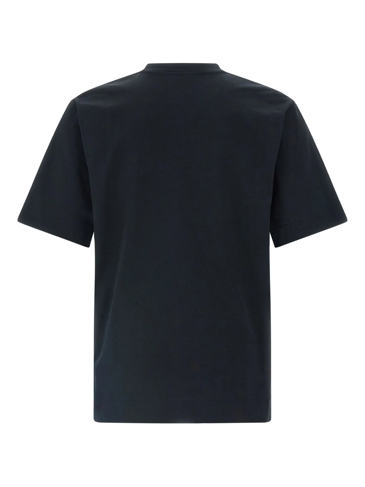 Black Cotton Embroidered Logo Motif T-shirt