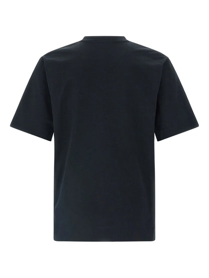 Black Cotton Embroidered Logo Motif T-shirt
