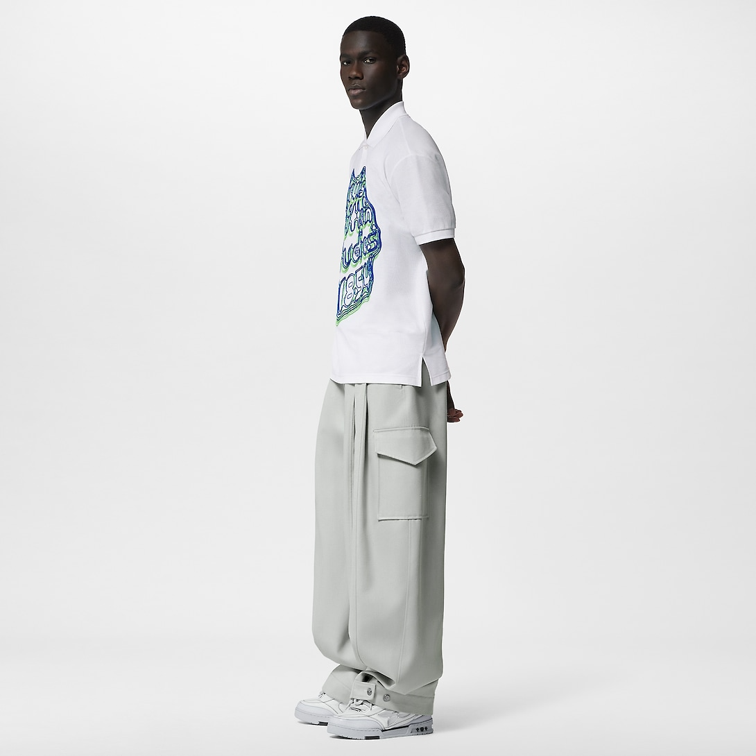 Embroidered Cotton Pique White Polo Shirt - Exclusive Wear