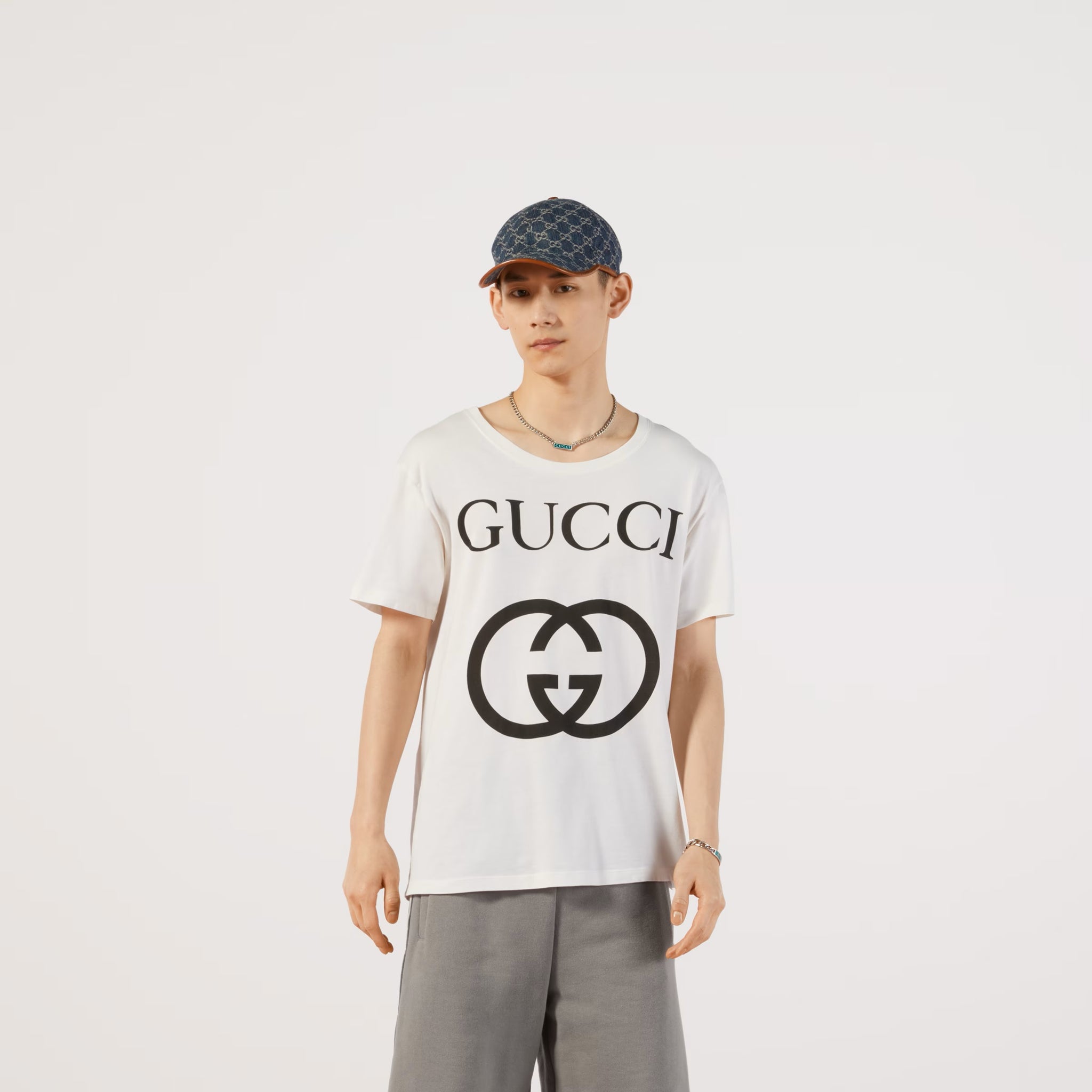 GG Interlocking White Oversize T-shirt - Exclusive Wear
