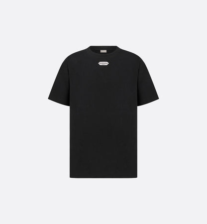 Relaxed Fit Black Cotton T-shirt with Tag