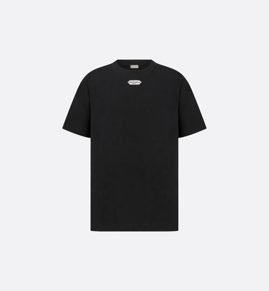 Relaxed Fit Black Cotton T-shirt with Tag