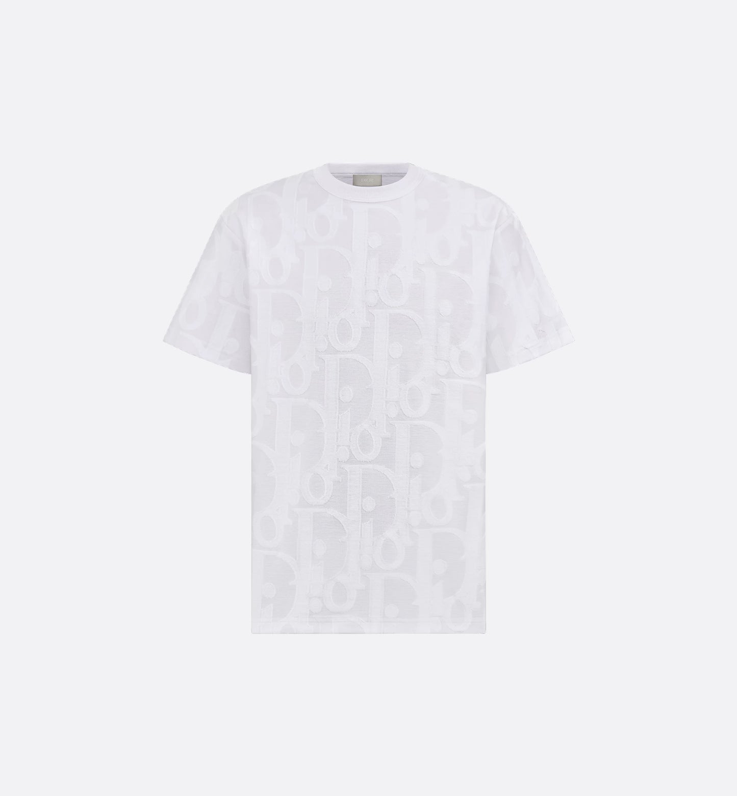 White Relaxed Fit Oblique Motif Cotton T-shirt