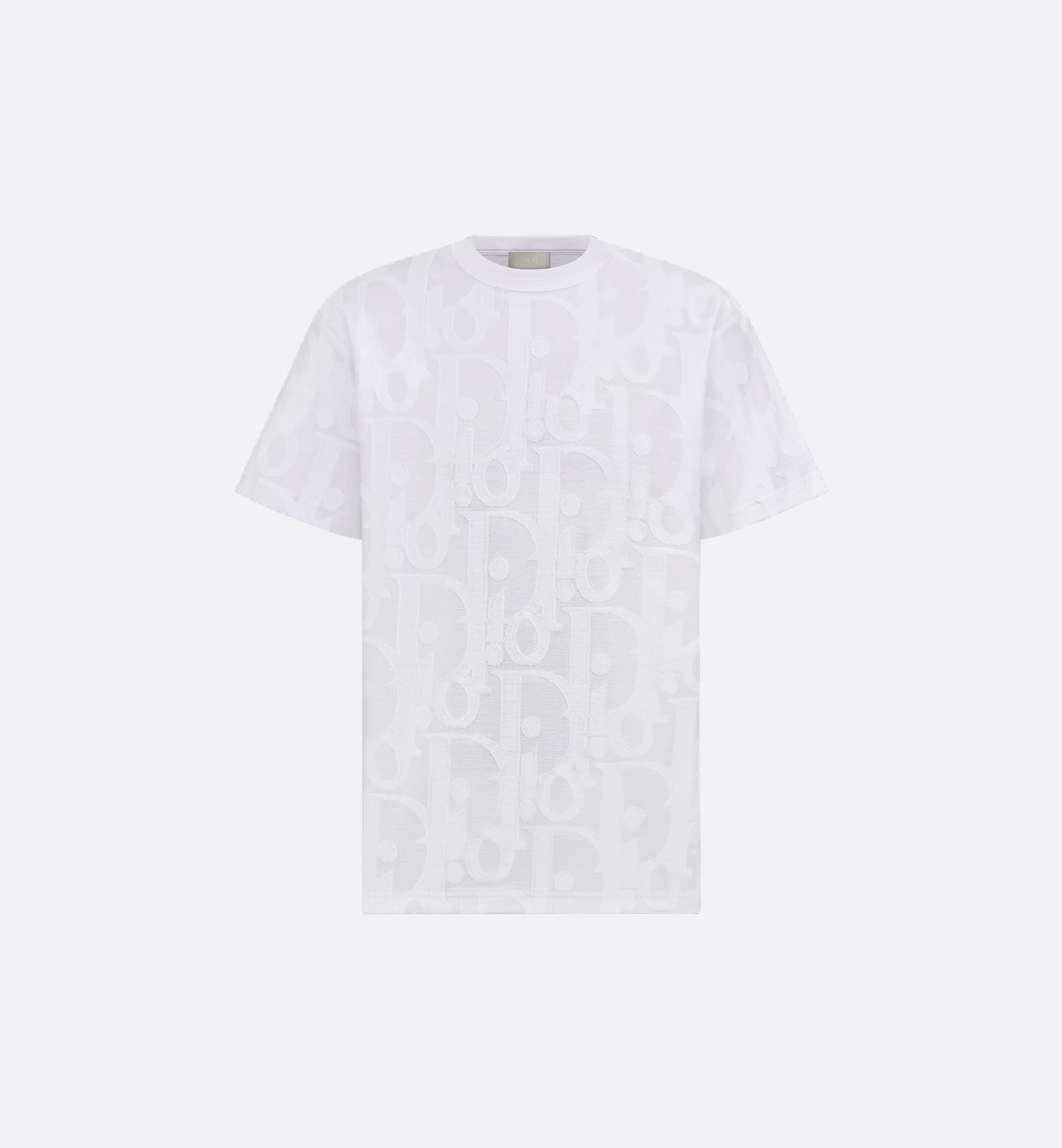 White Relaxed Fit Oblique Motif Cotton T-shirt - Exclusive Wear