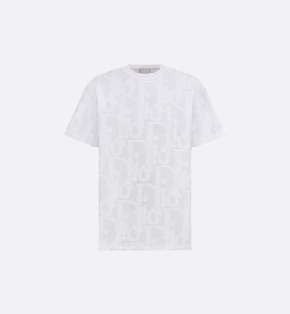 White Relaxed Fit Oblique Motif Cotton T-shirt